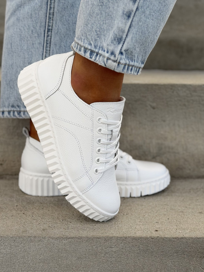 Minimalistyczne trampki KAZADII ELEVE ALL WHITE skóra naturalna