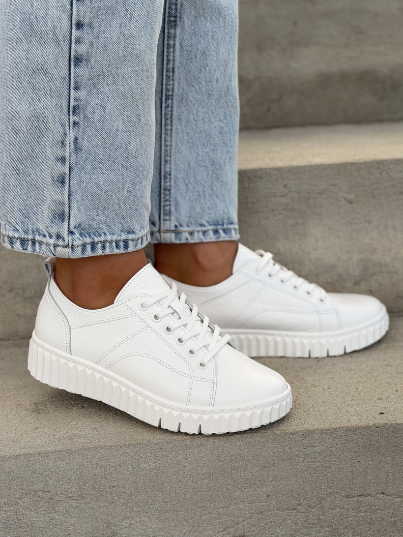 Minimalistyczne trampki KAZADII ELEVE ALL WHITE skóra naturalna - obrazek 7