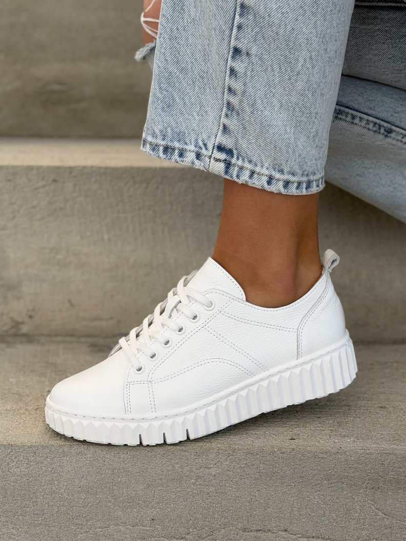 Minimalistyczne trampki KAZADII ELEVE ALL WHITE skóra naturalna - obrazek 8