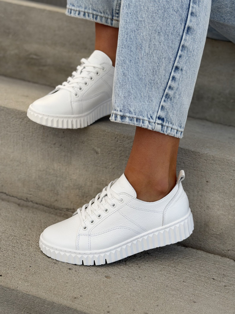 Minimalistyczne trampki KAZADII ELEVE ALL WHITE skóra naturalna - obrazek 3
