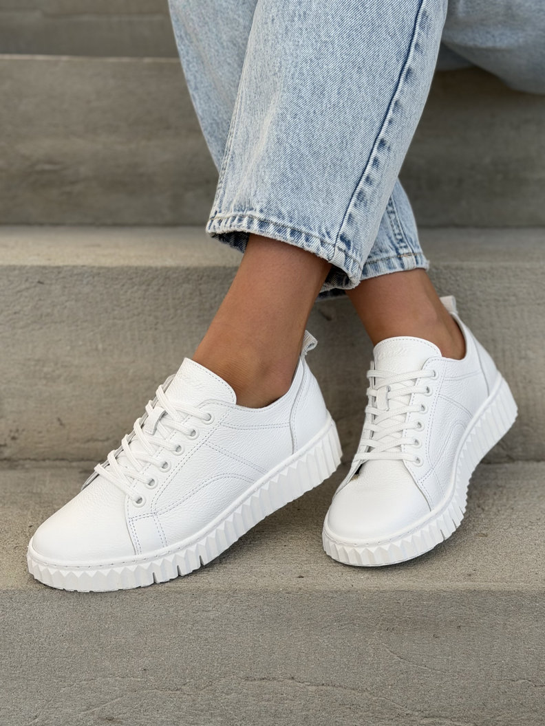 Minimalistyczne trampki KAZADII ELEVE ALL WHITE skóra naturalna - obrazek 9