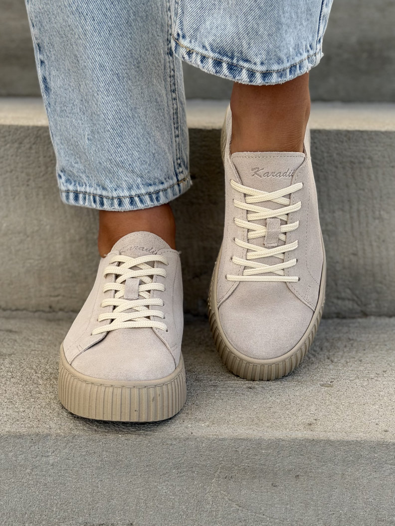Minimalistyczne trampki KAZADII MILAGRO BEIGE SUEDE skóra naturalna - obrazek 4