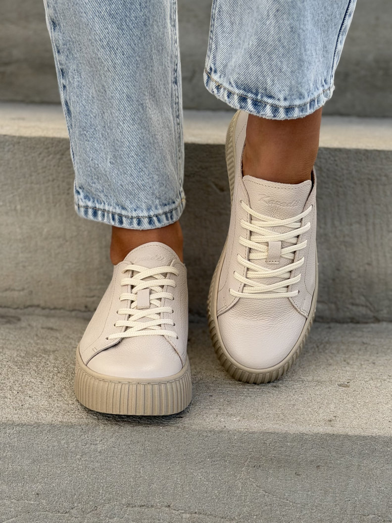 Minimalistyczne trampki KAZADII MILAGRO BEIGE GRAIN skóra naturalna - obrazek 4