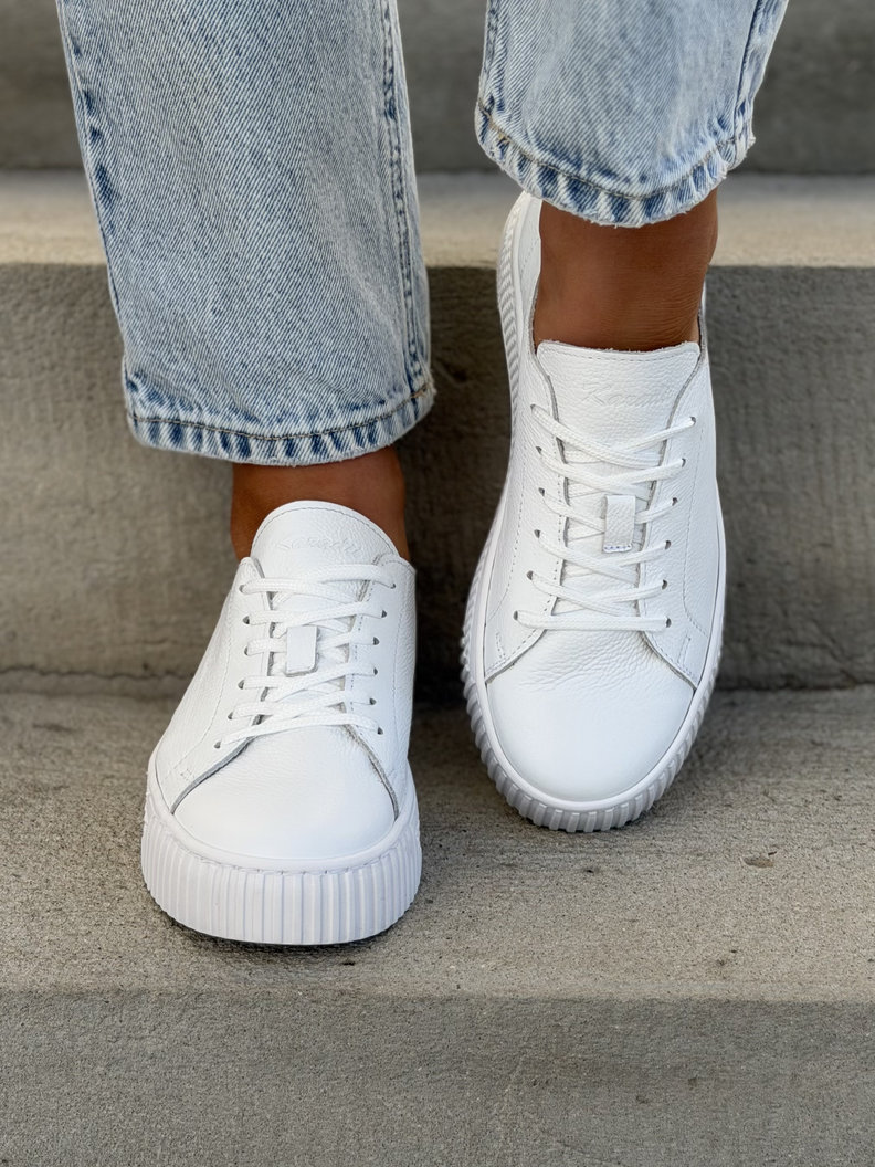 Minimalistyczne trampki KAZADII MILAGRO WHITE skóra naturalna - obrazek 4