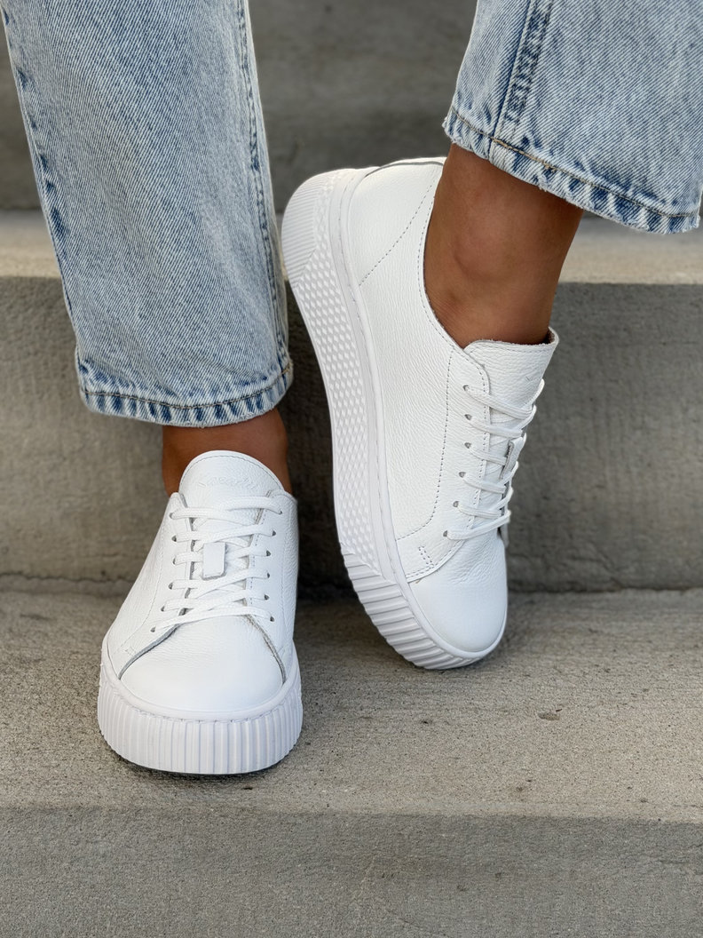 Minimalistyczne trampki KAZADII MILAGRO WHITE skóra naturalna - obrazek 5