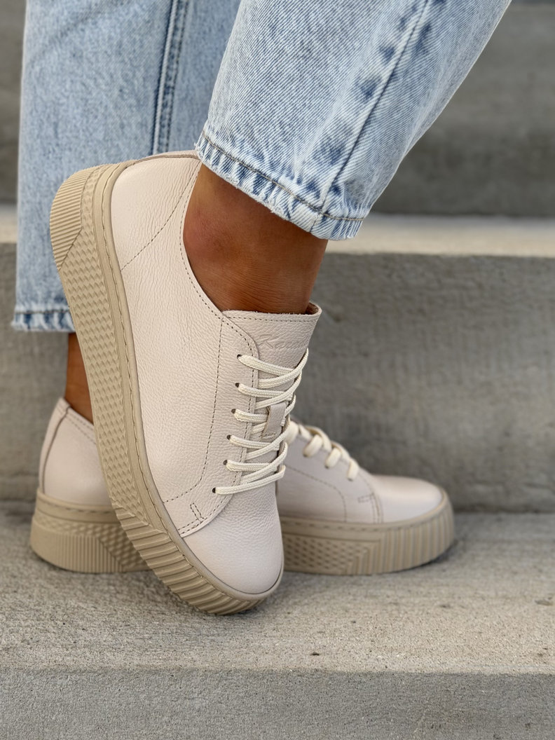 Minimalistyczne trampki KAZADII MILAGRO BEIGE GRAIN skóra naturalna - obrazek 6