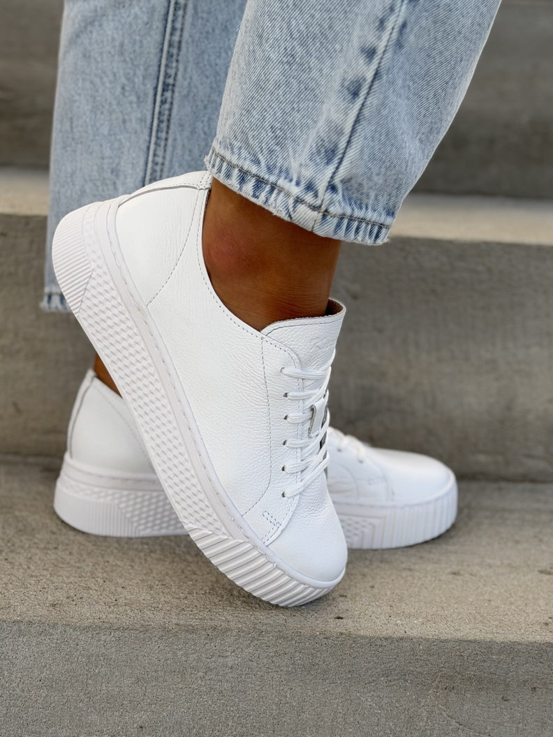 Minimalistyczne trampki KAZADII MILAGRO WHITE skóra naturalna - obrazek 7