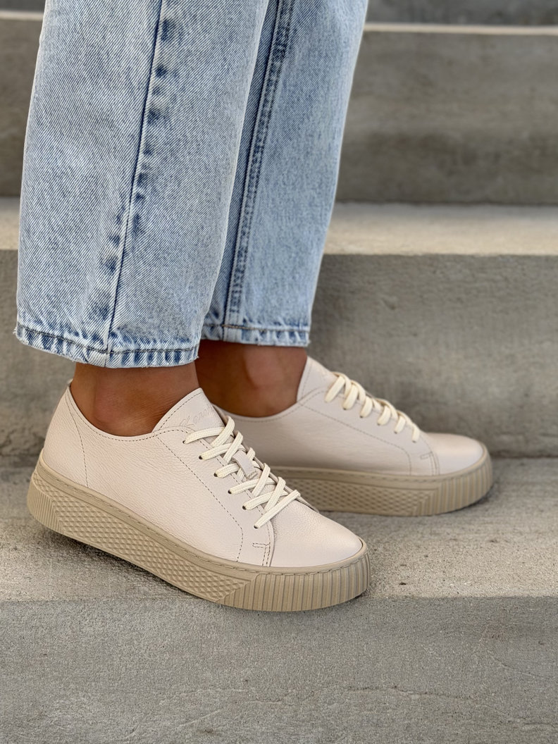 Minimalistyczne trampki KAZADII MILAGRO BEIGE GRAIN skóra naturalna - obrazek 7