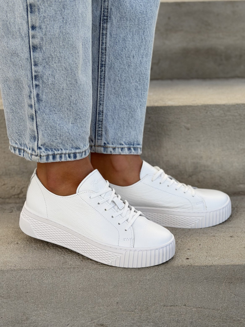 Minimalistyczne trampki KAZADII MILAGRO WHITE skóra naturalna - obrazek 8