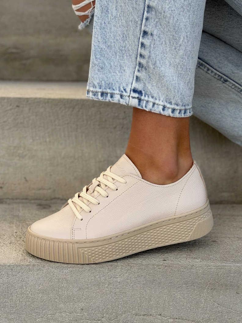 Minimalistyczne trampki KAZADII MILAGRO BEIGE GRAIN skóra naturalna