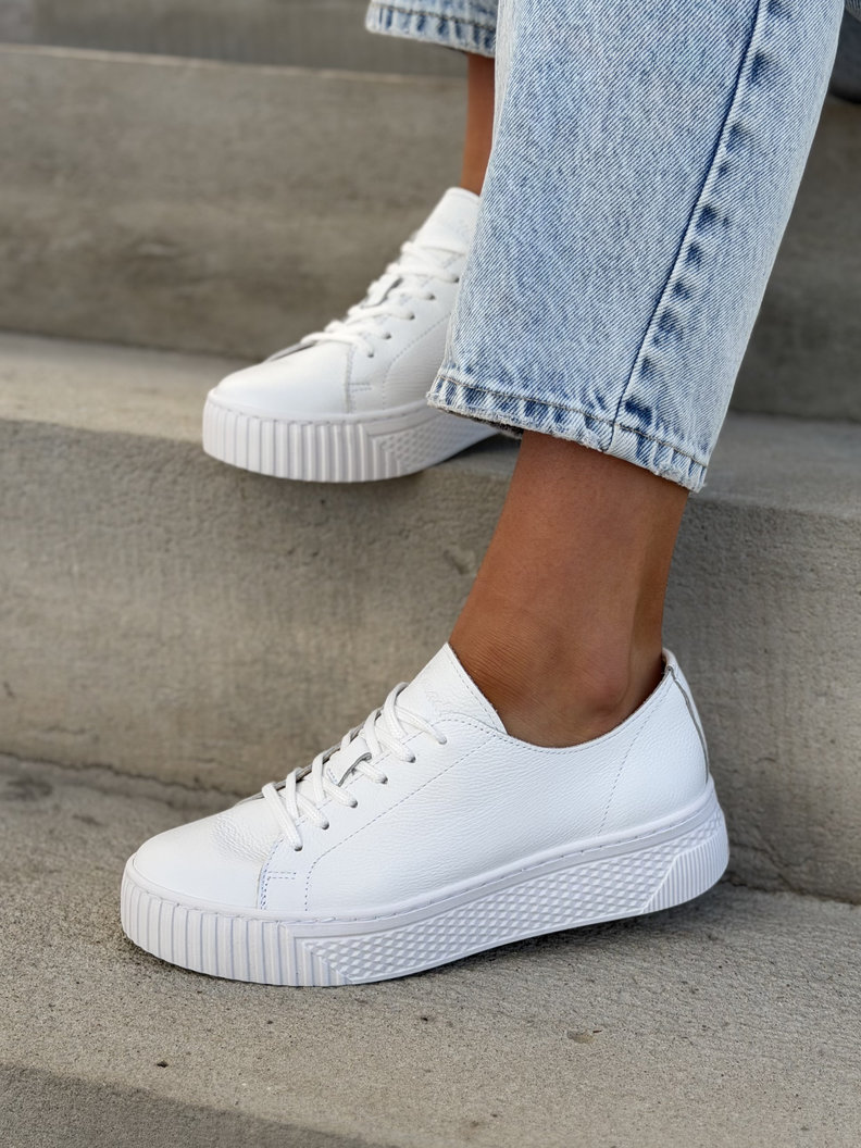 Minimalistyczne trampki KAZADII MILAGRO WHITE skóra naturalna - obrazek 3