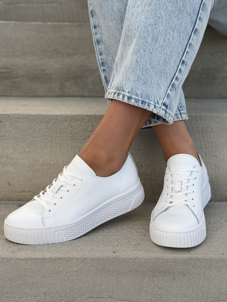 Minimalistyczne trampki KAZADII MILAGRO WHITE skóra naturalna - obrazek 9
