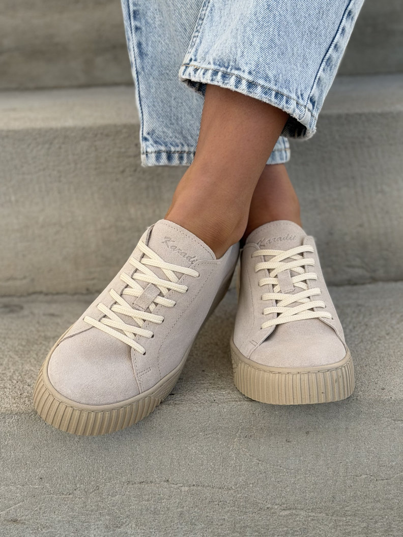 Minimalistyczne trampki KAZADII MILAGRO BEIGE SUEDE skóra naturalna - obrazek 9