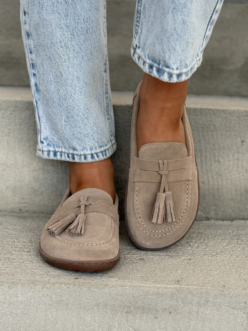 Mokasyny KAZADII BAREFOOT FRESIA BEIGE SUEDE skóra naturalna - obrazek 3