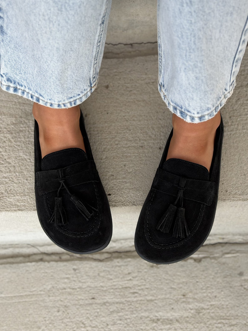 Mokasyny KAZADII BAREFOOT FRESIA BLACK skóra naturalna