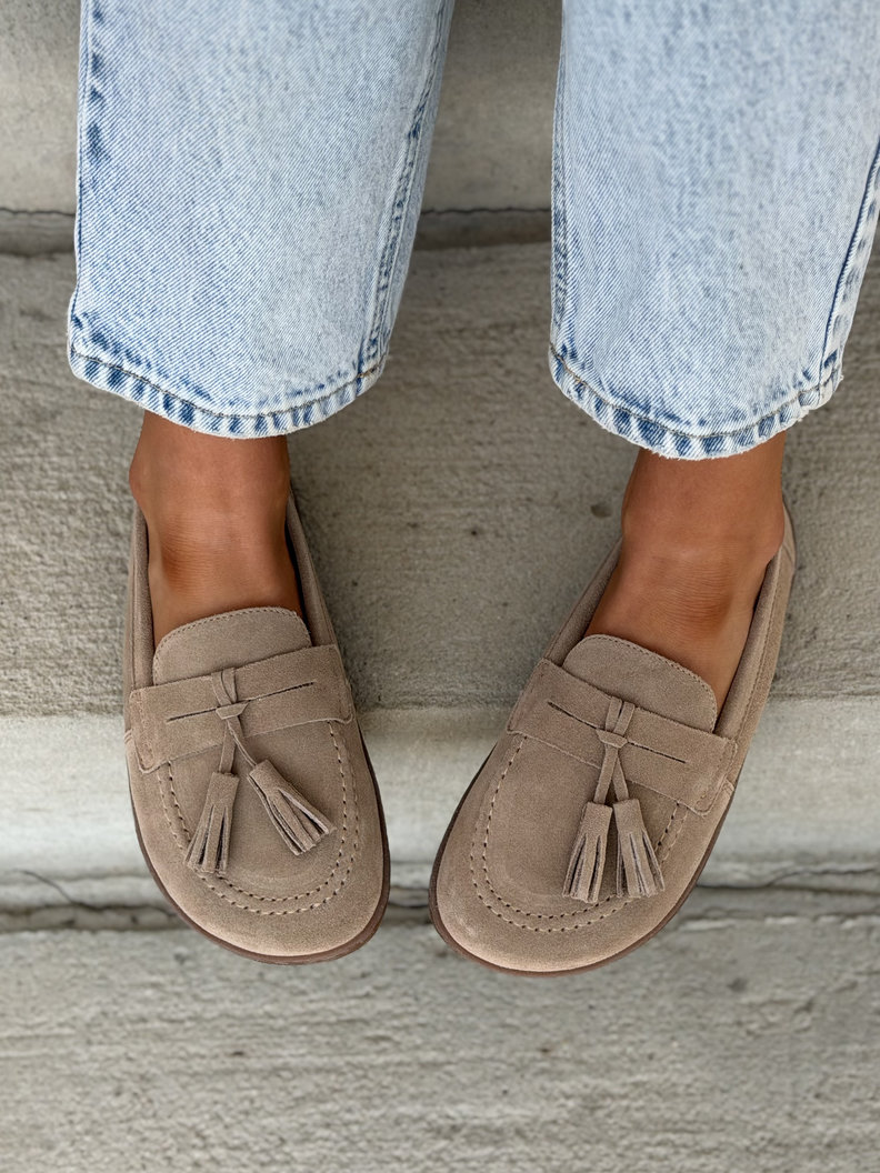 Mokasyny KAZADII BAREFOOT FRESIA BEIGE SUEDE skóra naturalna