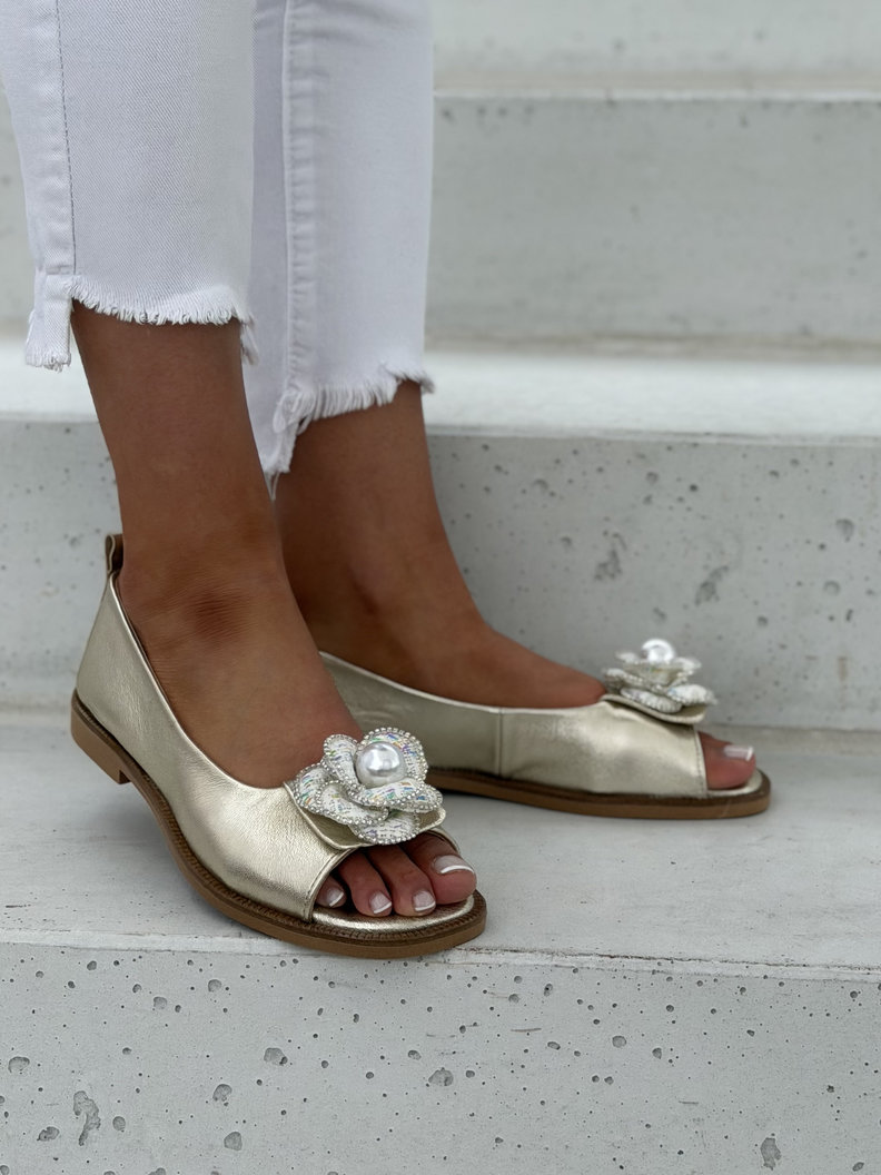 SANDAŁKI KAZADII ROSE PEARL ZŁOTE skóra naturalna - obrazek 5