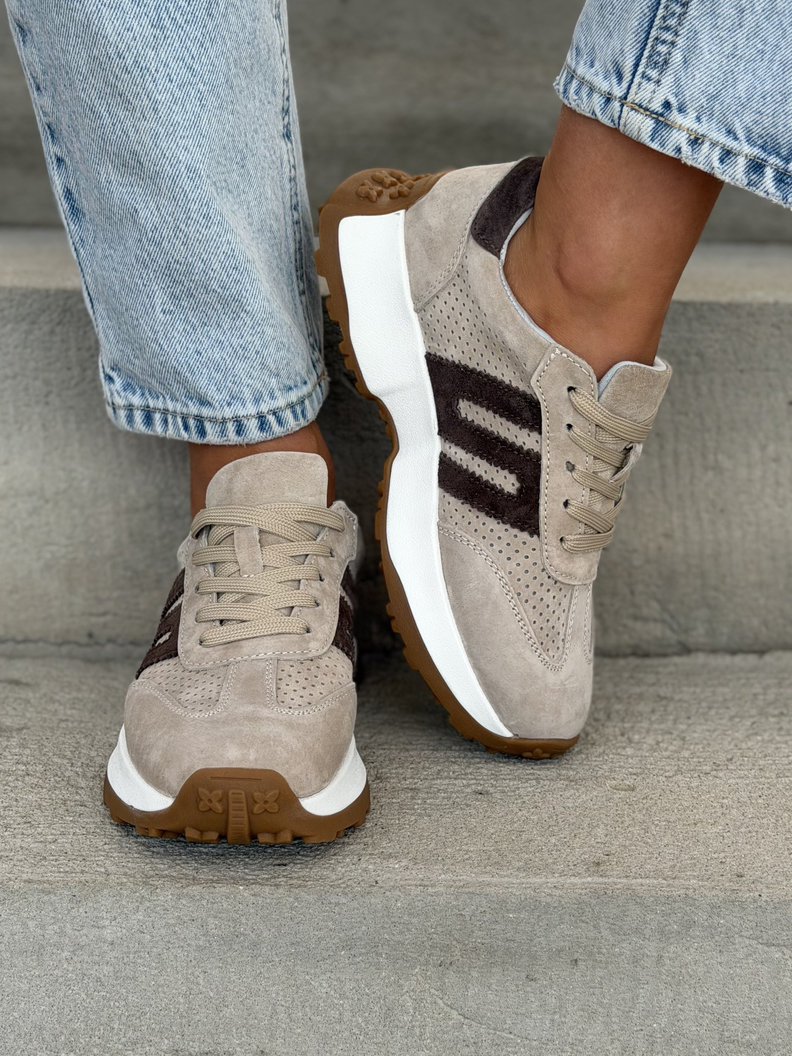 BEŻOWE SNEAKERSY ADRIENN skóra naturalna - obrazek 4