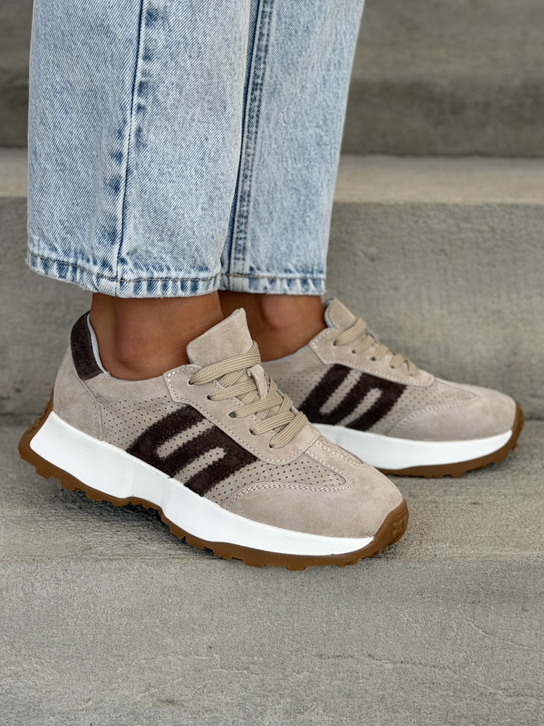 BEŻOWE SNEAKERSY ADRIENN skóra naturalna