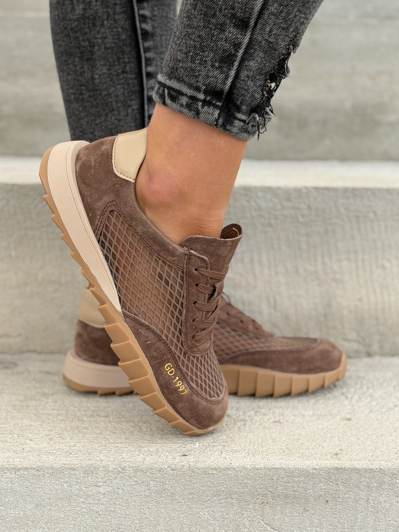 SPORTOWE BUTY DAMSKIE SOREVINA CAMEL z siatką skóra naturalna - obrazek 6