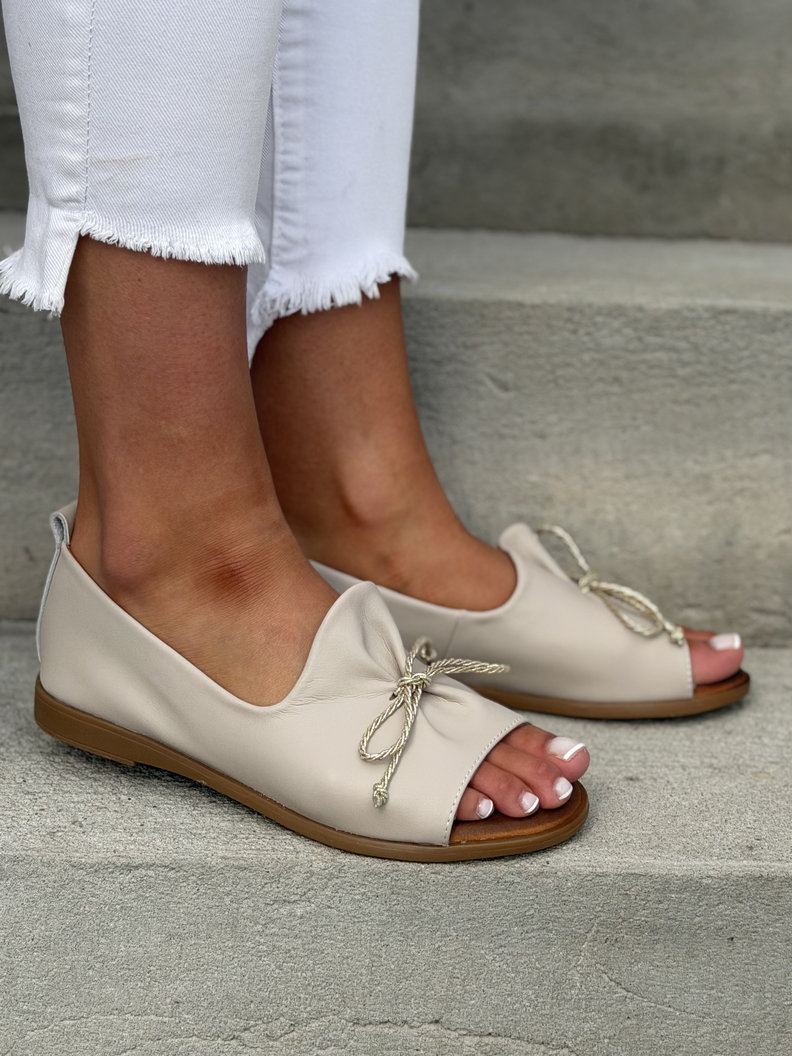 Sandałki damskie SOLENO BEIGE skóra naturalna - obrazek 5