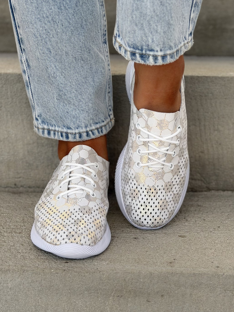 Sneakersy COMFORT REVANO WHITE GOLD skóra naturalna - obrazek 8