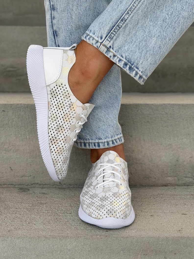 Sneakersy COMFORT REVANO WHITE GOLD skóra naturalna - obrazek 6