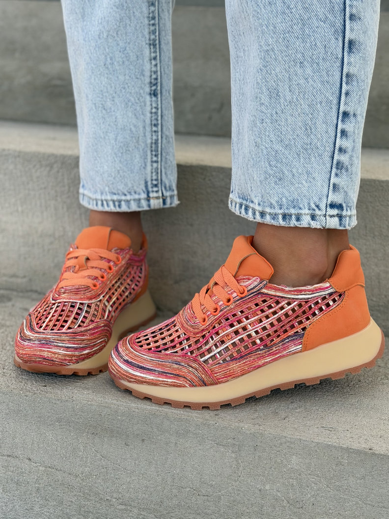 Sneakersy LANZAROTE ORANGE ażurowe na wyższej podeszwie - obrazek 10
