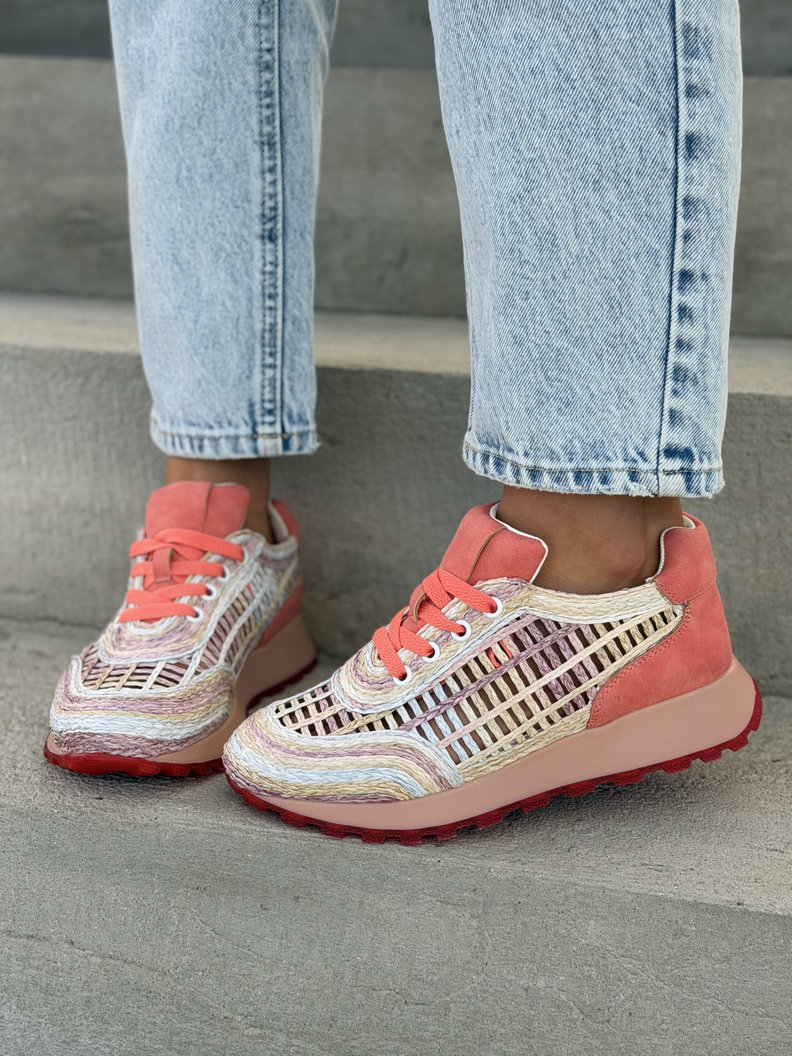 Sneakersy LANZAROTE PINK ażurowe na wyższej podeszwie - obrazek 10