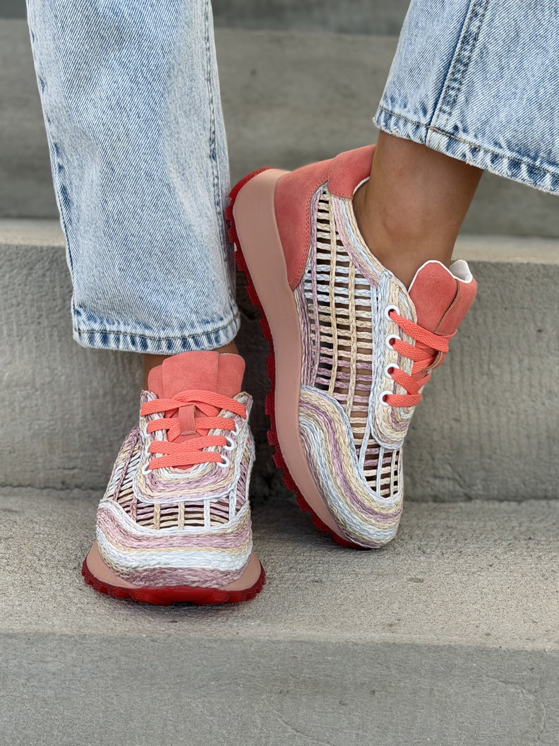 Sneakersy LANZAROTE PINK ażurowe na wyższej podeszwie - obrazek 5