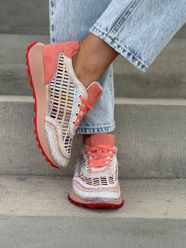 Sneakersy LANZAROTE PINK ażurowe na wyższej podeszwie - obrazek 6