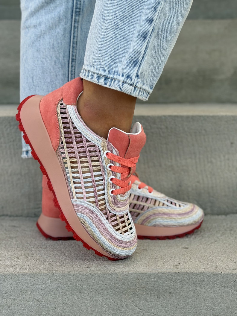 Sneakersy LANZAROTE PINK ażurowe na wyższej podeszwie - obrazek 7