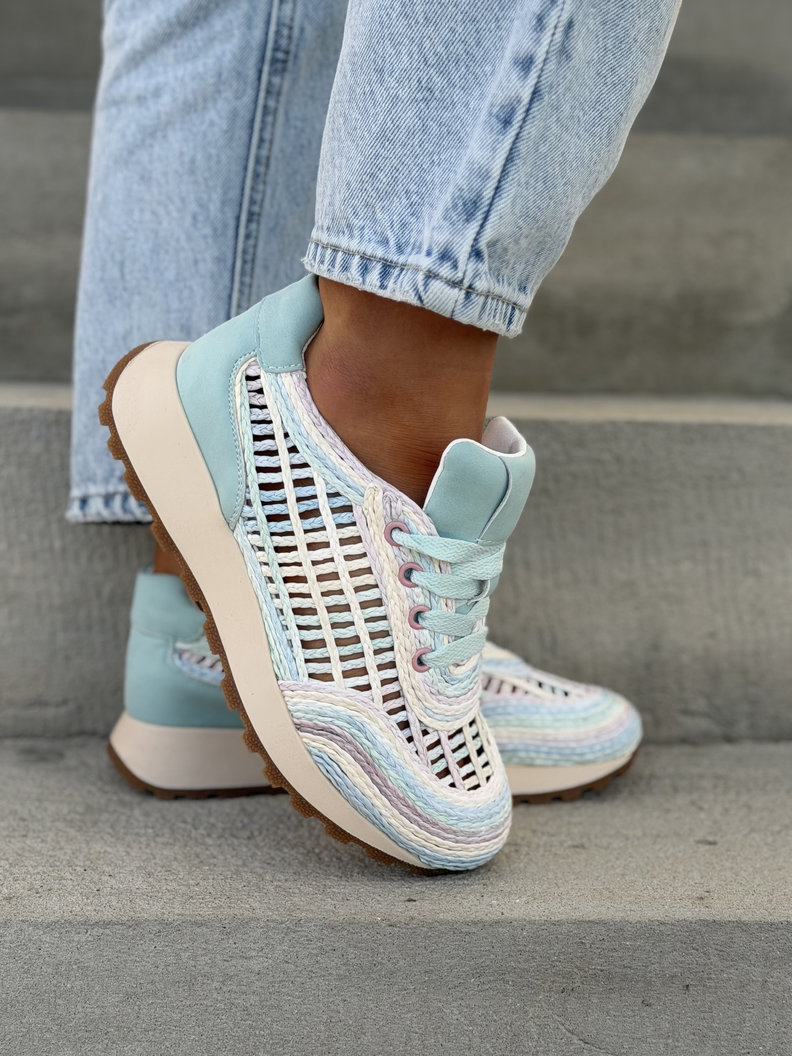 Sneakersy LANZAROTE BLUE ażurowe na wyższej podeszwie - obrazek 6