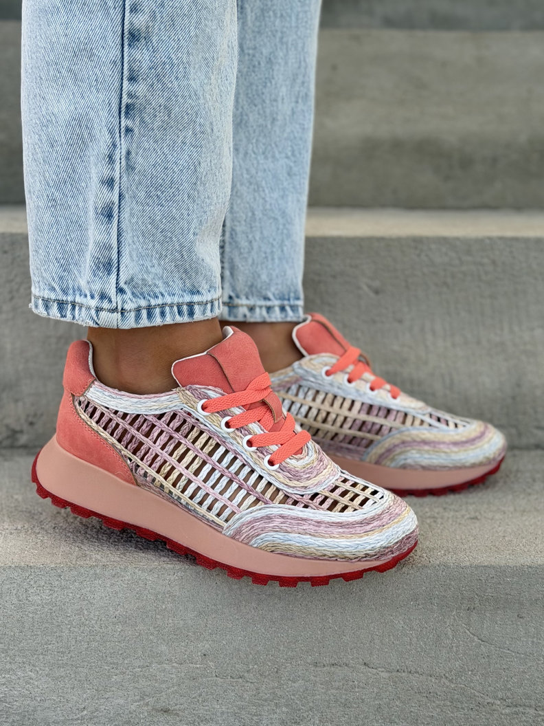 Sneakersy LANZAROTE PINK ażurowe na wyższej podeszwie - obrazek 8