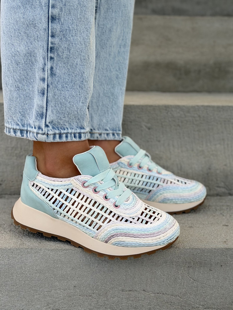 Sneakersy LANZAROTE BLUE ażurowe na wyższej podeszwie - obrazek 5