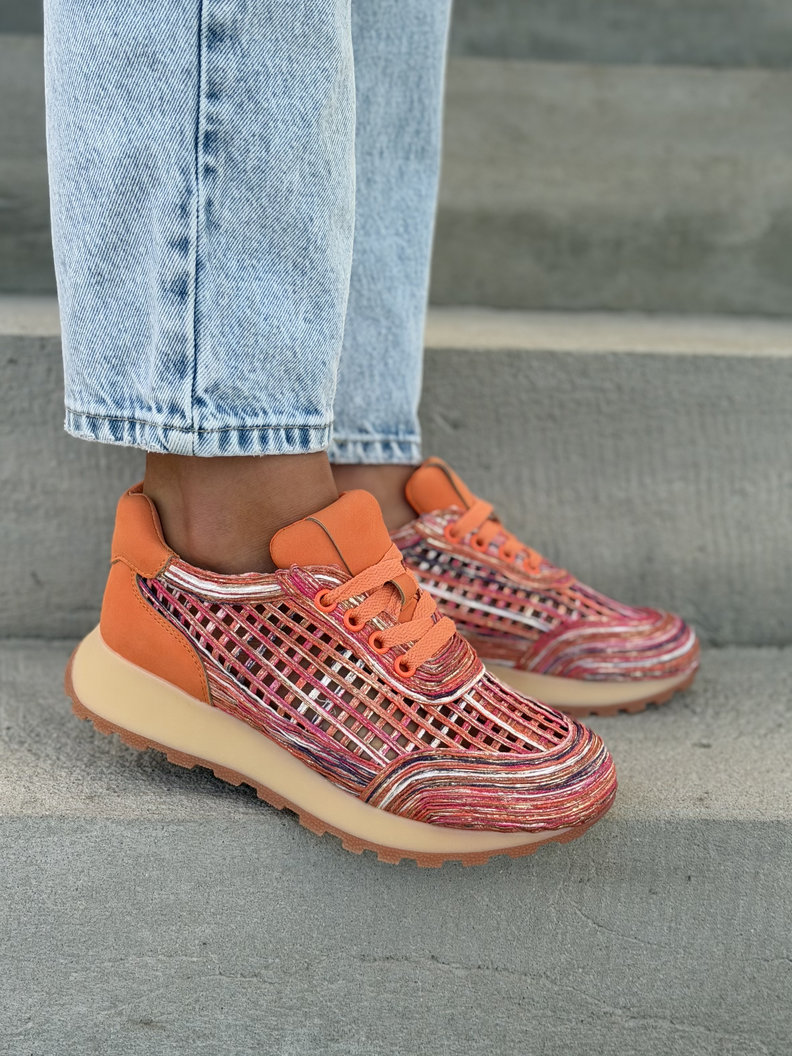 Sneakersy LANZAROTE ORANGE ażurowe na wyższej podeszwie - obrazek 6