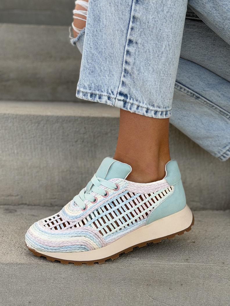 Sneakersy LANZAROTE BLUE ażurowe na wyższej podeszwie