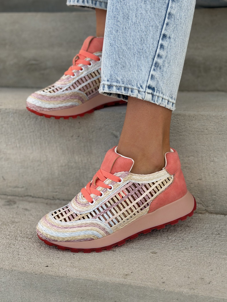 Sneakersy LANZAROTE PINK ażurowe na wyższej podeszwie - obrazek 3