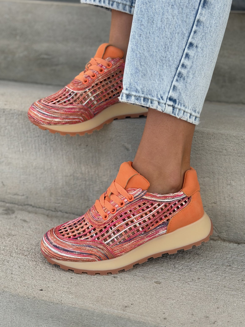 Sneakersy LANZAROTE ORANGE ażurowe na wyższej podeszwie - obrazek 3