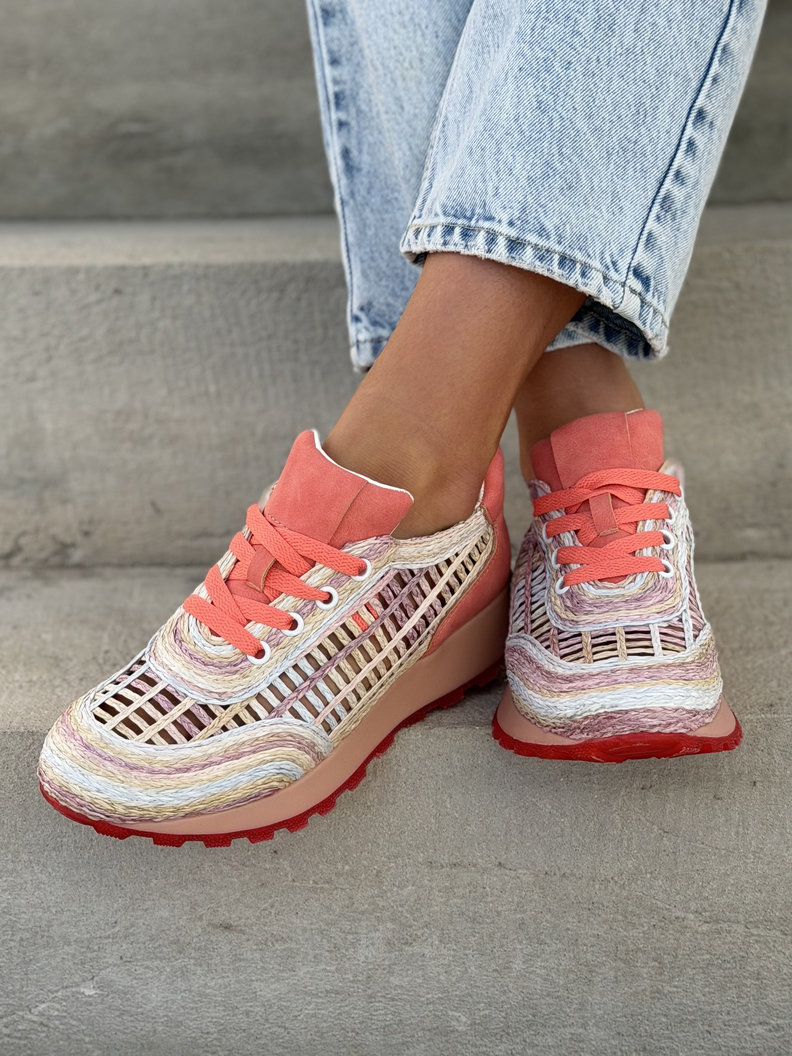 Sneakersy LANZAROTE PINK ażurowe na wyższej podeszwie - obrazek 9