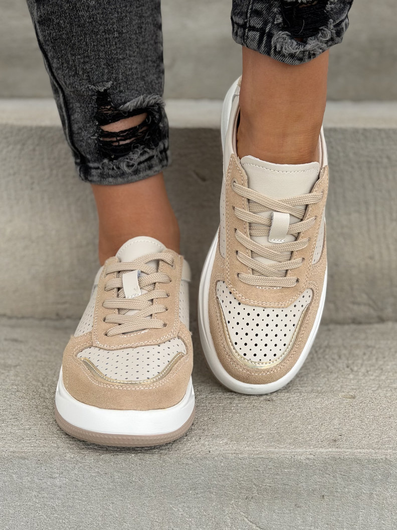 Sneakersy NOMAD ARLENA BEIGE skóra naturalna - obrazek 3