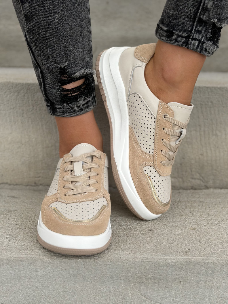 Sneakersy NOMAD ARLENA BEIGE skóra naturalna - obrazek 4