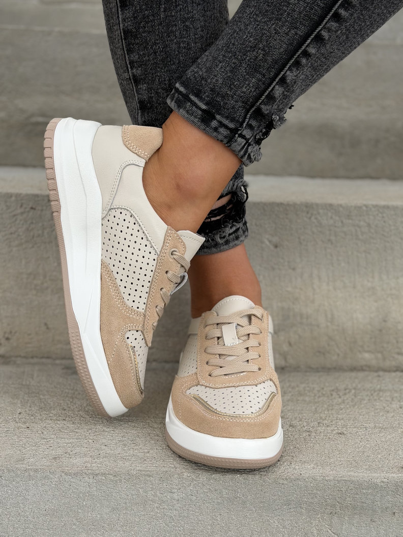 Sneakersy NOMAD ARLENA BEIGE skóra naturalna - obrazek 5