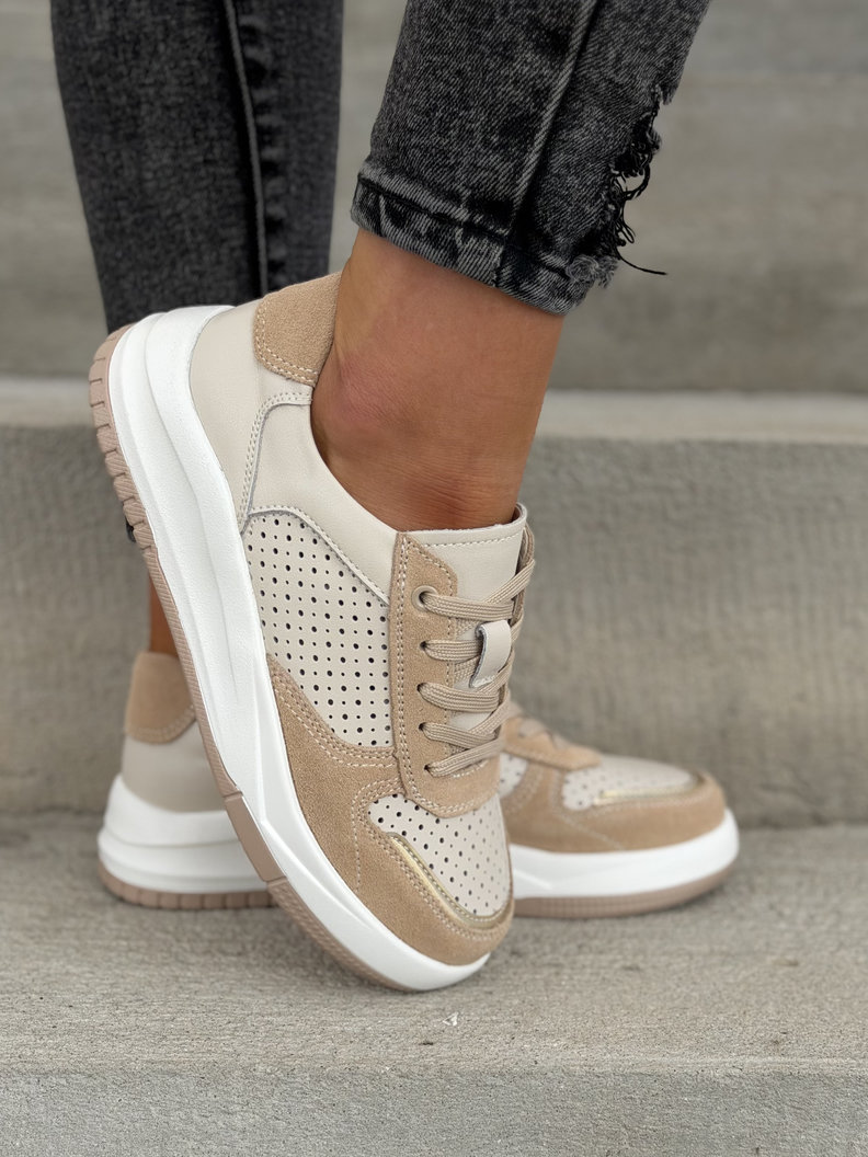 Sneakersy NOMAD ARLENA BEIGE skóra naturalna - obrazek 6