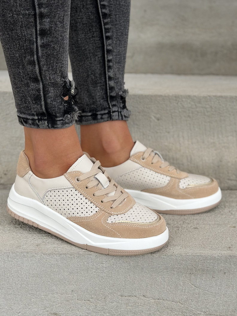 Sneakersy NOMAD ARLENA BEIGE skóra naturalna
