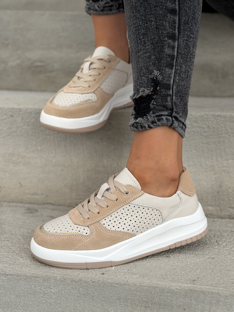 Sneakersy NOMAD ARLENA BEIGE skóra naturalna - obrazek 8