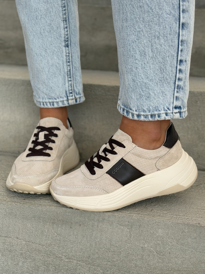 Beżowe sneakersy damskie SUANOS skóra naturalna - obrazek 10
