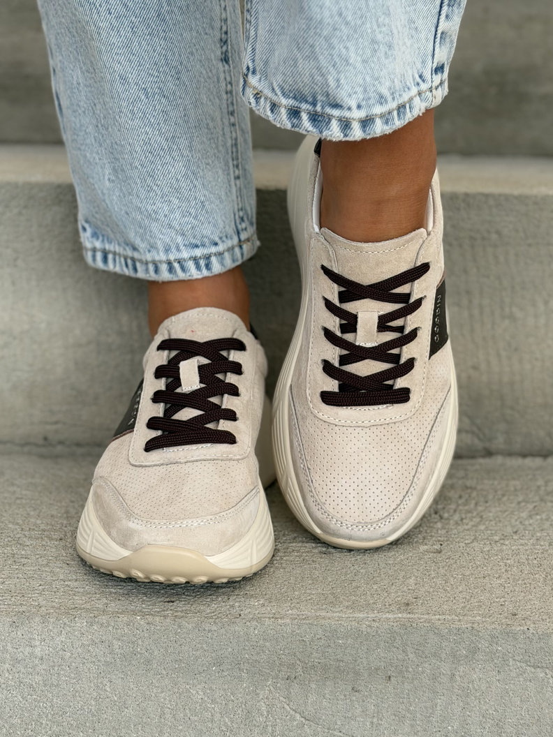 Beżowe sneakersy damskie SUANOS skóra naturalna - obrazek 3