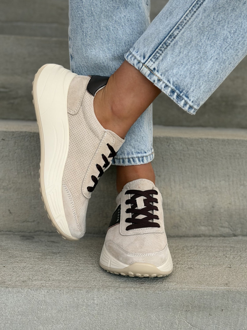 Beżowe sneakersy damskie SUANOS skóra naturalna - obrazek 5