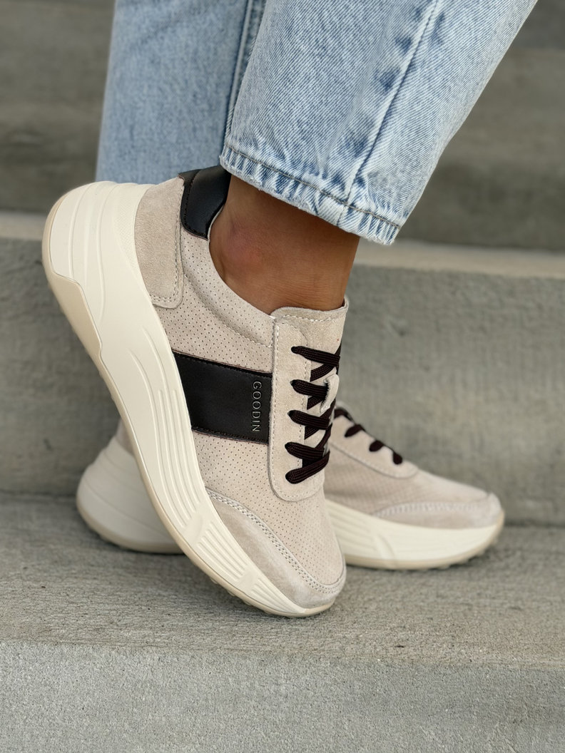 Beżowe sneakersy damskie SUANOS skóra naturalna - obrazek 6